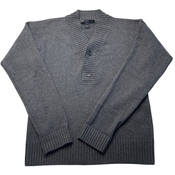 Marc Jacobs Men’s Sweater L Gray Wool Cashmere Shawl Collar Old Money Heavy Knit - Picture 1 of 11